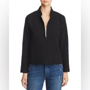 Eileen Fisher Waffle-Knit Zip-Up Jacket in black size S